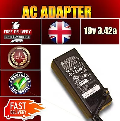 19v 3.42a Delta Sadp-65kb Bb For Toshiba Satellite C660d-1d3  Charger Uk • £13.29