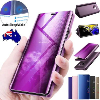 $9.90 • Buy Samsung Galaxy Note 9 8 S9 S8 Plus Clear View Flip Mirror Stand Case Full Cover