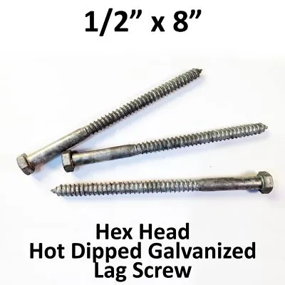 (50) 1/2  X 8  Lag Screws Hex Head Galvanized Heavy Duty Wood Lag Bolts • $84