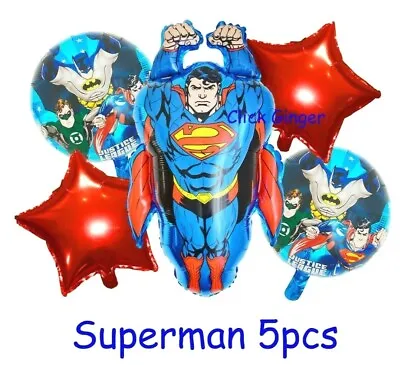$9.95 • Buy Superman Foil Balloon 5pcs Set Superhero Helium Party Decoration Justice League