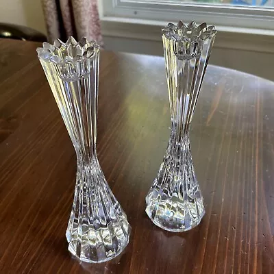 Mikasa Austria Crystal Viscount Candlestick Pair — Round Fluted Ribbed — 9  • $21.25