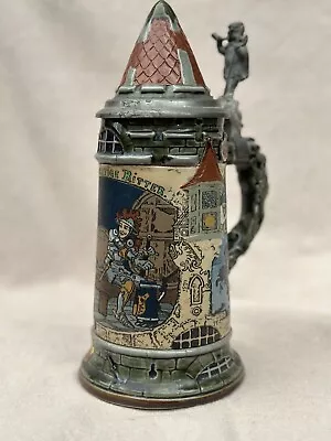 Mettlach Beer Stein #2382  The Thirsty Knight  1/2 Liter H Schlitt Illustrator • $299