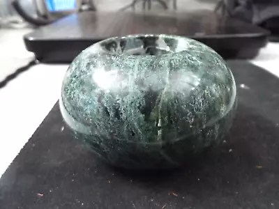 Vintage Round Stone Green Marble Tealight Votive Candle Holder • $10