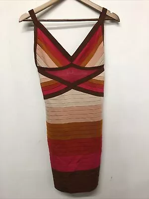 MISSONI - Size 12 Striped Dress - Pink/orange/brown - Stretchy • $37.29