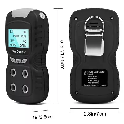 Portable Gas Detector Gas Clip 4-Gas Monitor Meter Tester Analyzer Rechargeable • $97.49