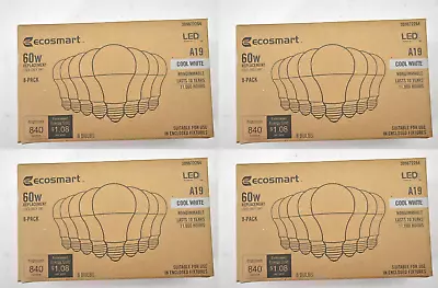 Lot Of 32 EcoSmart Cool White Replacement Light Bulbs LED A19 Base 60W • $33.99