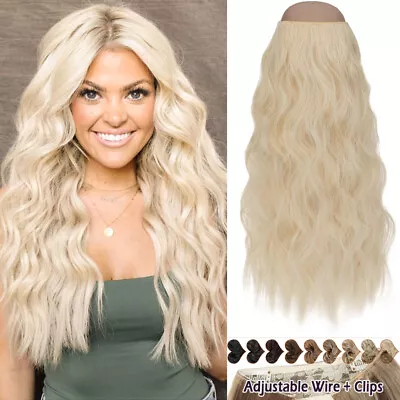 Invisible Real Natural As Remy Human One Piece  Wire Clip In Hair Extension Fake • £12.90