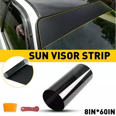 Car Sun Visor Strip Tint Film Front Windshield UV Shade Banner Accessories Black • $9.97