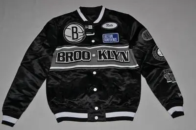 NEW ERA  Men's  BROOKLYN NETS  Satin Rally Drive Varsity Jacket NEW ALL SIZES • $135