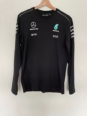 Mercedes AMG Petronas F1 Team Hugo Boss 2017 Teamwear Black Shirt Size M • £27