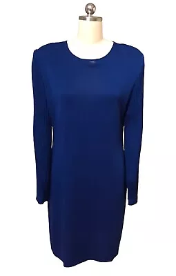 Exclusively Misook Blue Sheath Dress Pleated Sleeves Knee Length Women’s Sz M • $48