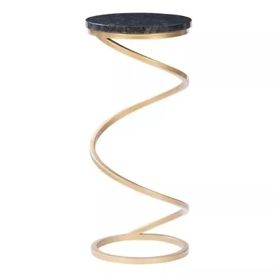 Bowery Hill Round Metal Drink Table With Iron Spiral Base In Gold/Black • $84.06