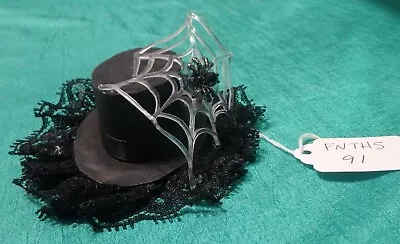 Black Halloween Top Hat Fascinator Web & Spider Women Girl Small Doll FNTHS91 • $8.80