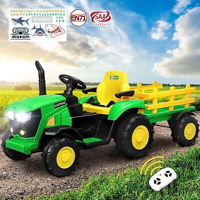 Mazam Kids Ride On Tractor Toy W/ Trailer Remote Battery Electric Operated Car • $259.90