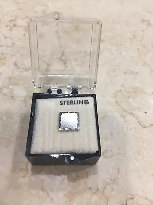 Mens Sterling Textured Cushion Square Tie Tack Pin Gift Boxed • $9.50