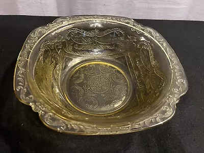 ORIGINAL Vintage Federal Amber Madrid Depression Glass 9.5  Large Serving Bowl • $9.75