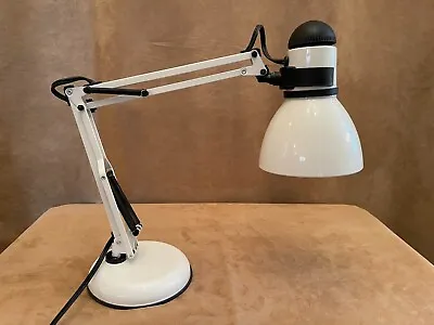 Vintage Luxo Style Articulating Lamp White Adjustable Swing Arm Table Desk Light • $48.50