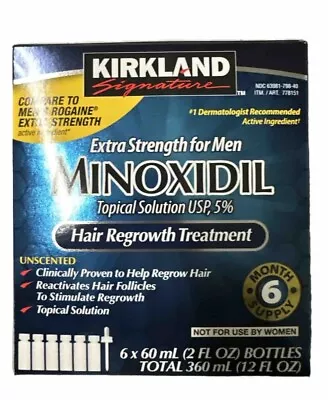 6 Months Kirkland Mixidil 5% Extra Strength Hair Loss Regrowth 12oz Pack Of 6x60 • $19.99