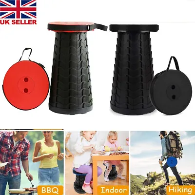 Portable Folding Stool Telescoping Seat Camping Retractable Adjustable Outdoor • £9.99