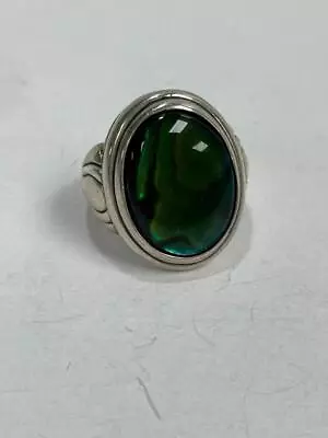 *vintage Kabana Sterling Silver Emerald Abalone Ring Size 7    #wa703 • $38.95