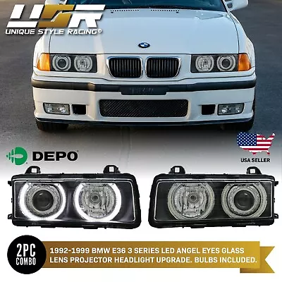 DEPO UHP LED P36 Projector Glass Angel Halo Headlight For 92-99 BMW E36 3 Series • $419.96