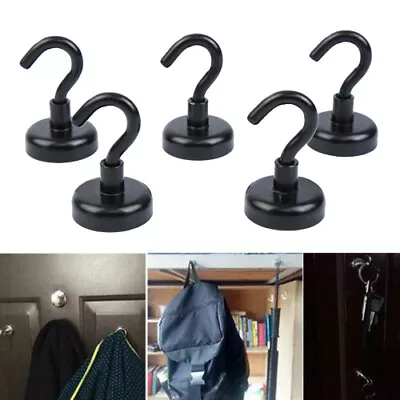 Strong Heavy Duty Magnetic Hooks (5 Pack) - 40lb Hook Set NdFeB Magnet Hooks • $9.49