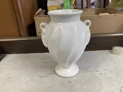 (305) 1998 Haeger USA Pottery 9” High White Vase Urn With Handles Very Nice • $24.95
