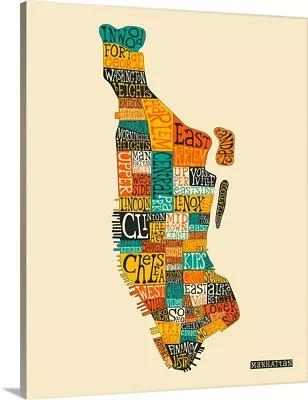 Manhattan Neighborhoods Canvas Wall Art Print Map Home Decor • $32.99