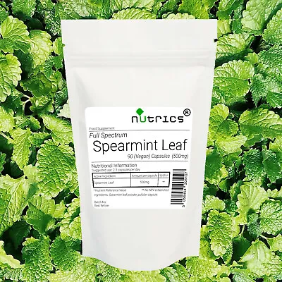 Nutrics® SPEARMINT LEAF 500mg X 90 Vegan Capsules 100% Pure SPEARMINT • £7.99