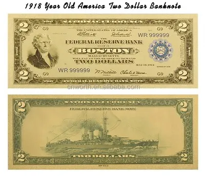  1918  GOLD  $2 DOLLAR Rep.*Banknote  • $12.95