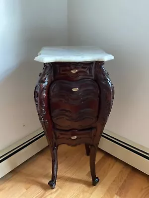 San Giacomo Original Hand Carved Mahogany Side Table With Marble Top • $250