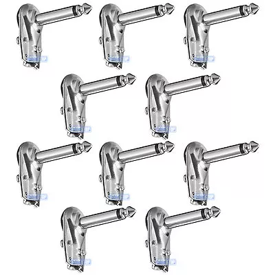 £8.95 • Buy 10 X MONO 6.35mm Flat Metal Jack Plug 1/4  Inch Right Angle 90 Degrees Connector