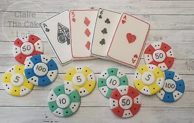 100% Edible Handmade Casino Poker Playing Cards Las Vegas Cupcakes/cake Topper • £16.35