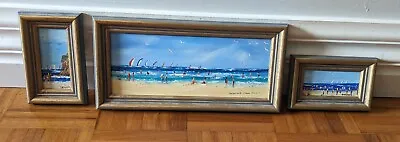 Three Miniature Oil Paintings By Terrence John Hadler - Beach Scenes Mt Martha  • $210