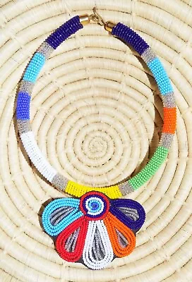 African Maasai Beaded Pendant Choker Necklace Ethnic Boho Masai Massai Jnop28 • $17.97