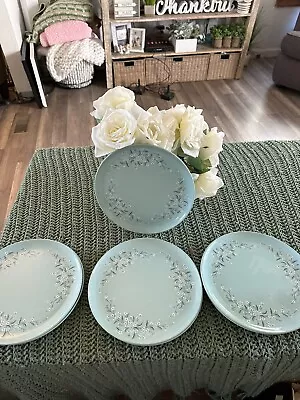 Set Of 8 Vintage Mel Mac Stetson 10” Dinner Plates Blue Floral • $0.99