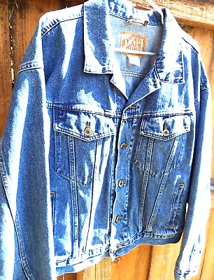 Canyon River Blues Men's Blue Jean Jacket 4 Pockets Adjustable Waist Size L • $14.95