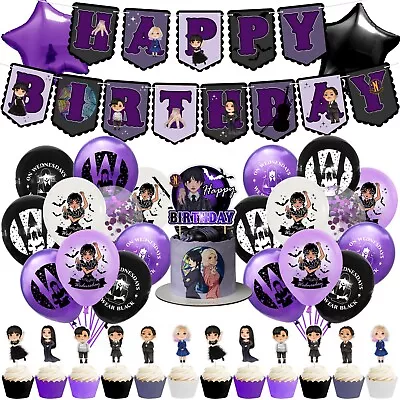 Wednesday Addams Family Party Decorations Supplies Balloons Happy Birthday Party • £3.99