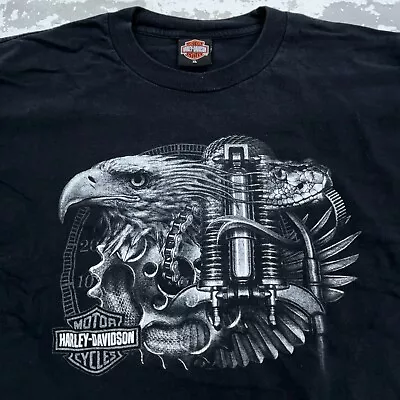 Vintage Harley Davidson Shirt Men XL Black Tee Engine Eagle Biker Y2K 00s Faded • $19.91