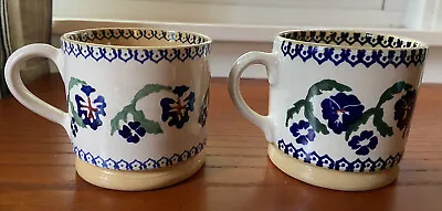 Nicholas Mosse Pottery Floral Pansies Cup Mug Spongeware Ireland Small 2.75”H • $45