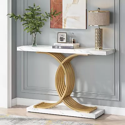 Tribesigns Modern Console Table Faux Marble Entryway Hallway Table With • $142.49