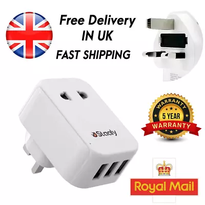 £5.99 • Buy  Shaver Plug Adapter 2-Pin To 3-Pin Socket Converter EU European With 3 USB Port
