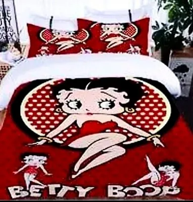 5pc Betty Boop Red & White Full Queen King Soft Microfiber Duvet Comforter Set • $162.95