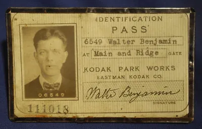 Vtg Antique Eastman Kodak Identification Pass ID Badge Ca 1900 Tin Pre WWI Era • $275