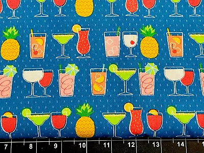 $2.99 • Buy Tina Scrap Mini Mix Drinks Alcohol Martini Vodka Pineapple FABRIC 9 X21  COTTON
