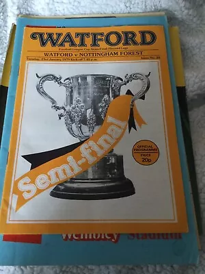 1978/9 Watford V Notts Forest League Cup Semi Final • £2.99