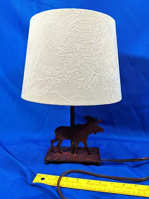 Moose Lamp Cut Metal Rustic Lodge Cabin VTG Figural Cream/Tan Shade • $37.18