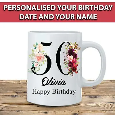£8.99 • Buy Personalised 30th 40th 50th 60th Birthday Mug Age & Name Valentines Day Gift