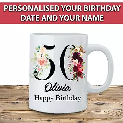 Personalised 30th 40th 50th 60th Birthday Mug Age & Name Valentines Day Gift • £8.99