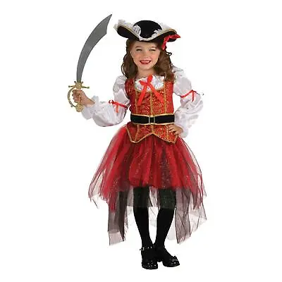 Girls Princess Pirate Of The Sea Costume With Hat Kids Book Day Fancy Dress • £18.01